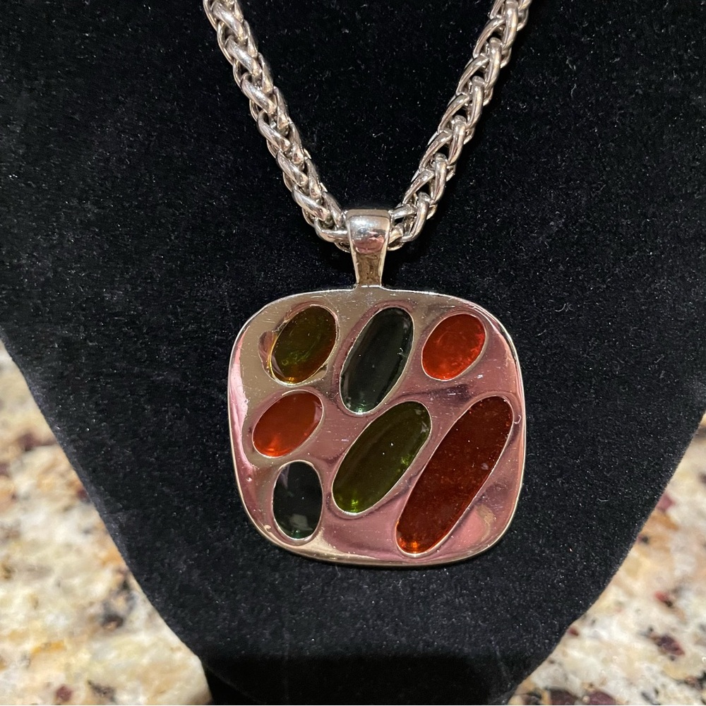 Vintage Art deco pendant on braided chain